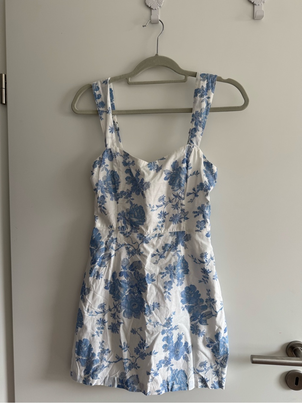 Abercrombie & Fitch White Mini Dress with Blue Floral Print
